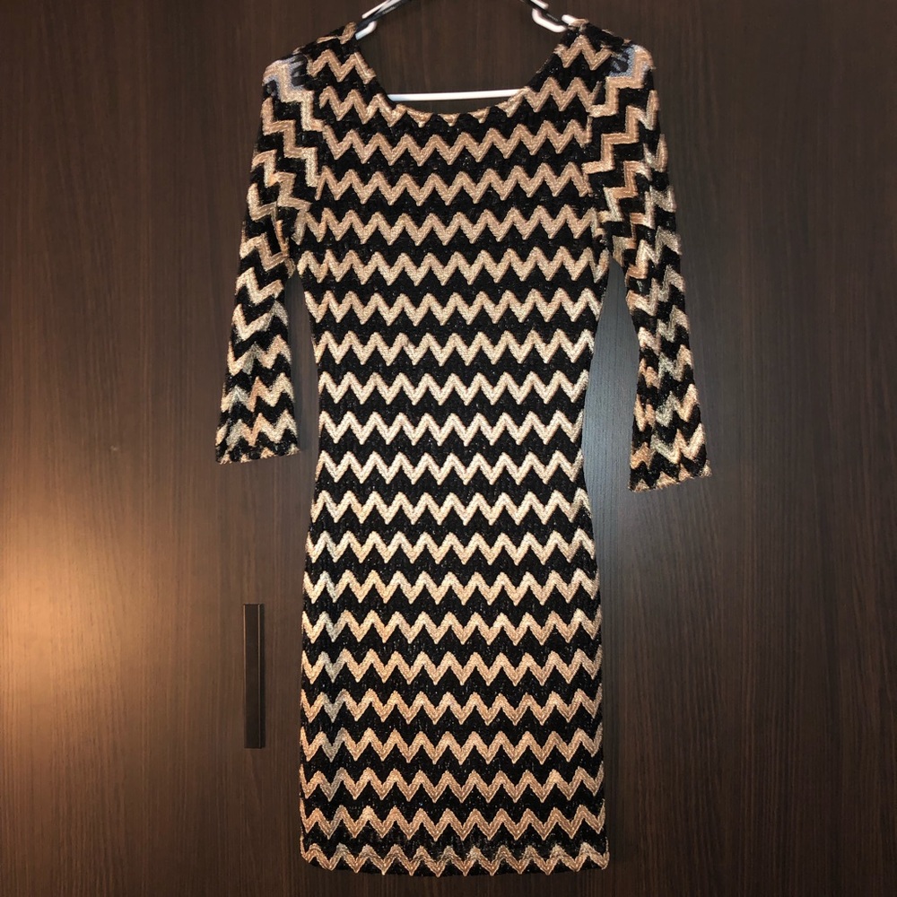 Gold and black chevron bodycon dress